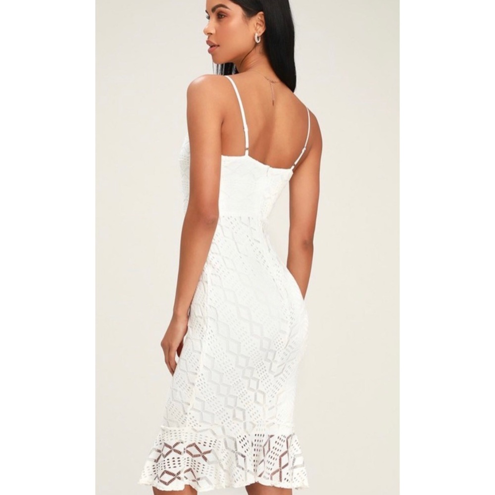 Lulus White Lace Ruffled Bodycon Dress - Picture 4 of 6